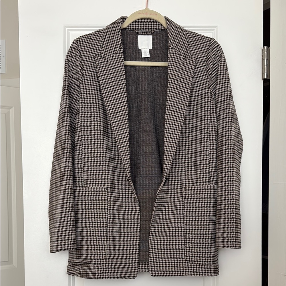 H&M Black and Brown Houndstooth Blazer